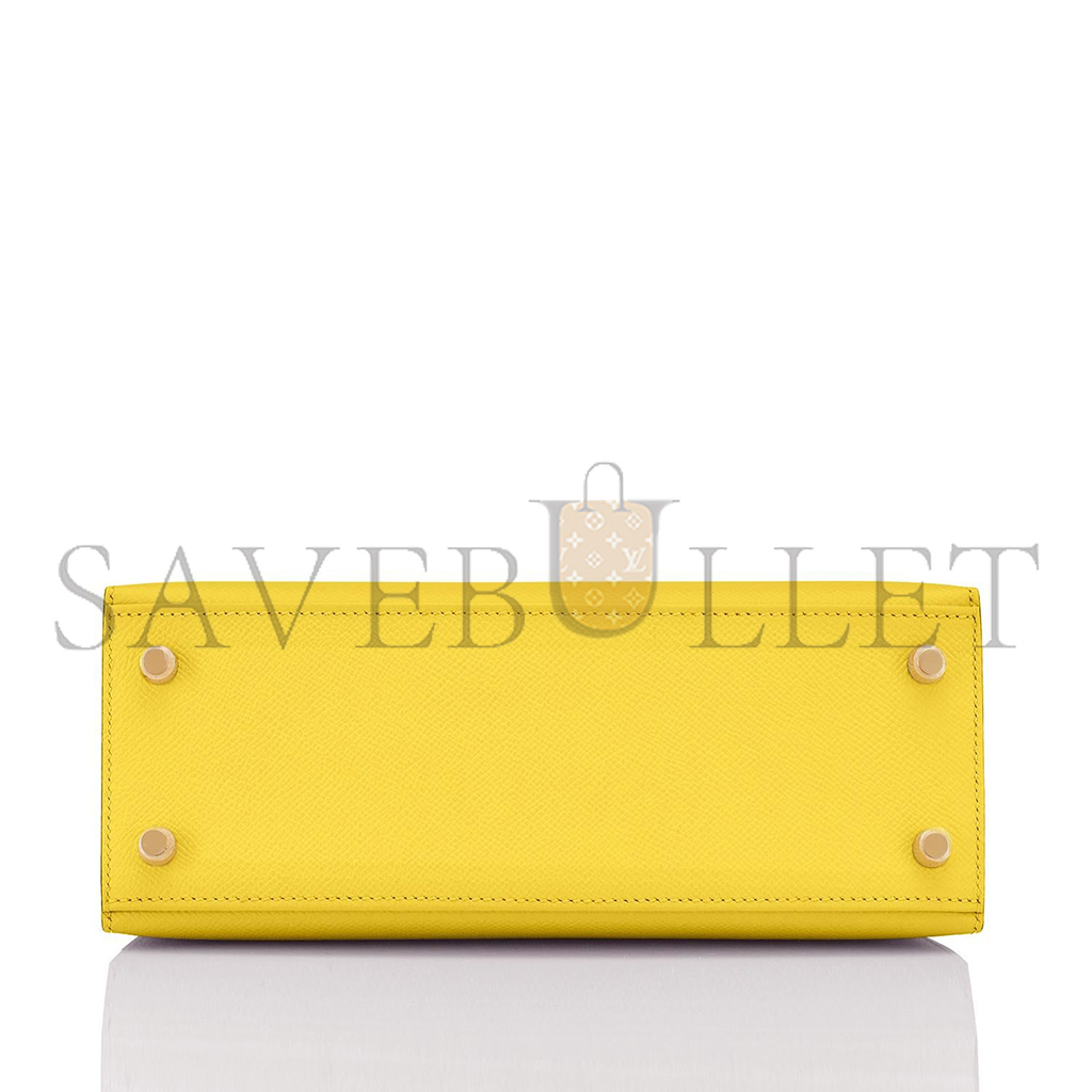 HERMÈS MASTER KELLY 25 LEMON YELLOW EPSOM GOLD HARDWARE (25*17*7cm)